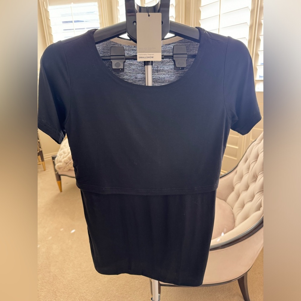 Women's Maternity Nursing Tops Short Sleeve Breastfeeding Clothes